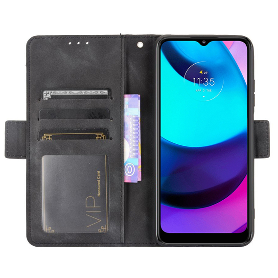 Калъф с капак за Motorola Moto E20/E30/E40, Card Slot, черен