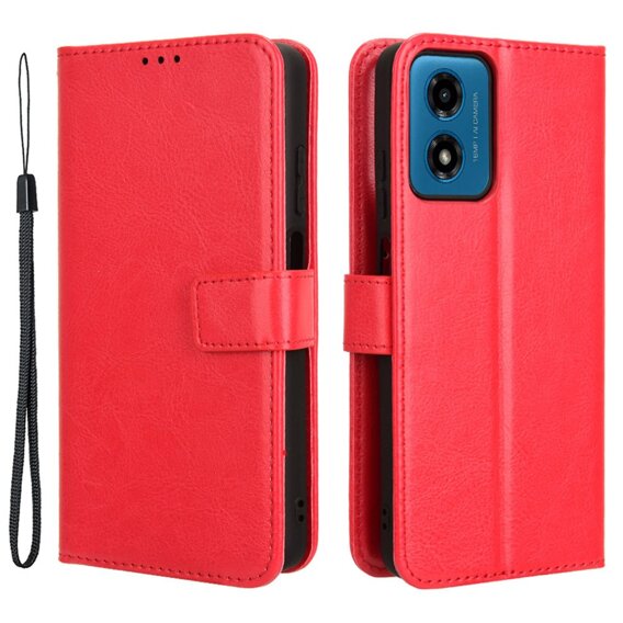 Калъф с капак за Motorola Moto G24 / G24 Power / G04, Crazy Horse Wallet, червен