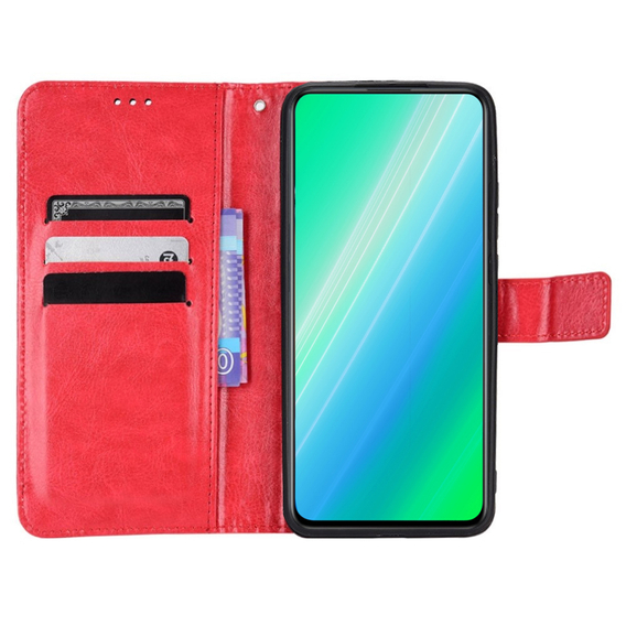 Калъф с капак за Motorola Moto G42 4G, Crazy Horse Wallet, червен