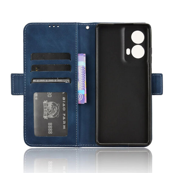 Калъф с капак за Motorola Moto G85, Card Slot, тъмносин