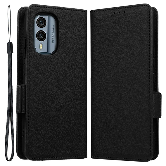 Калъф с капак за Nokia X30 5G, Wallet Litchi Magnet Case, черен