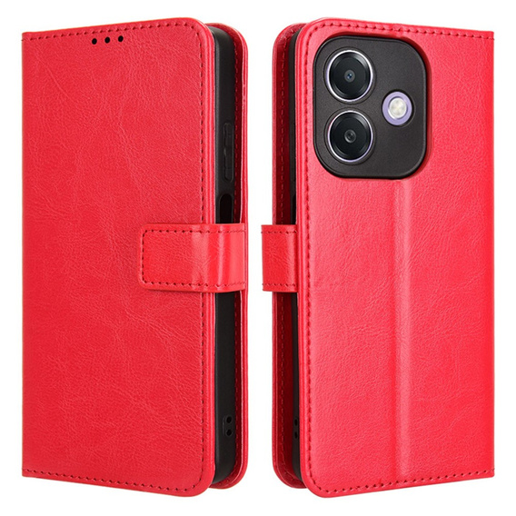 Калъф с капак за Oppo A40 / Oppo A40m, Crazy Horse Wallet, червен