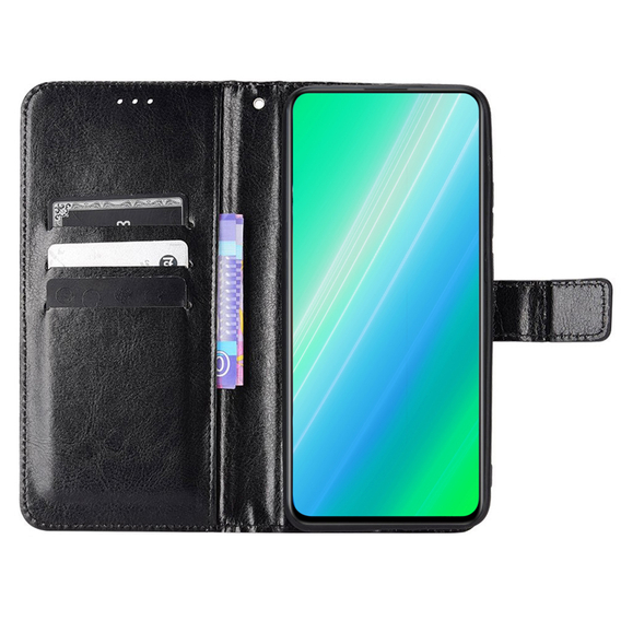 Калъф с капак за Oppo A60, Crazy Horse Wallet, черен