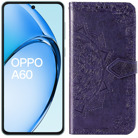 Калъф с капак за Oppo A60, Mandala, лилав