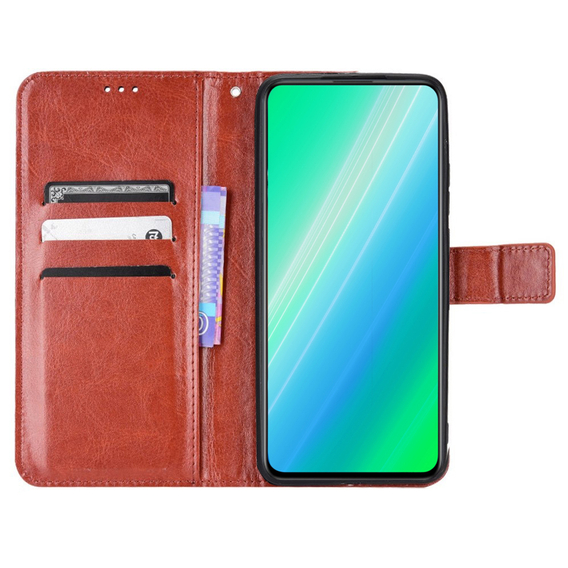 Калъф с капак за Oppo A98 5G, Crazy Horse Wallet, кафяв