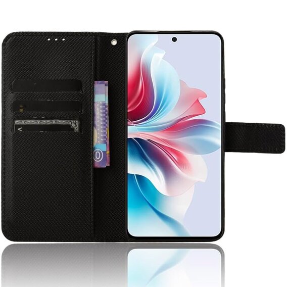 Калъф с капак за Oppo Reno 11F 5G, Wallet Smart Magnet, черен