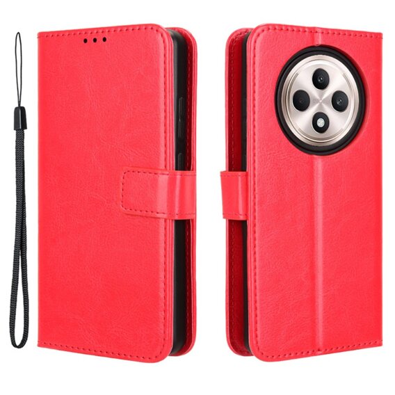 Калъф с капак за Oppo Reno 12FS / 12F, Crazy Horse Wallet, червен