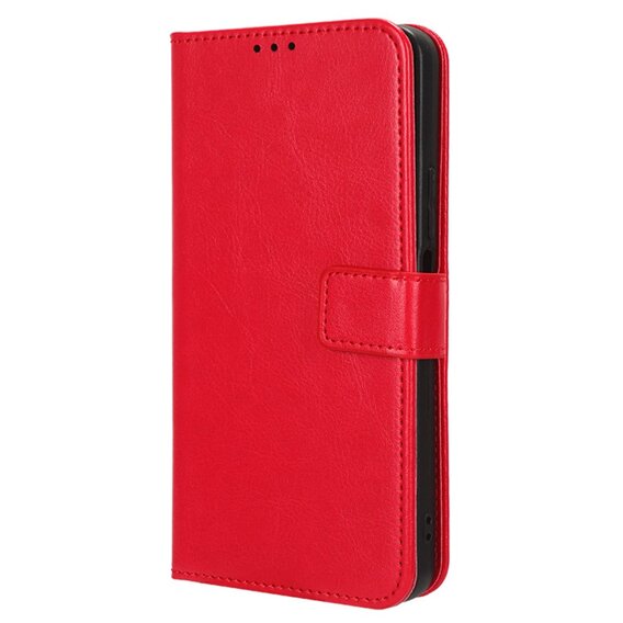 Калъф с капак за Oppo Reno 12FS / 12F, Crazy Horse Wallet, червен