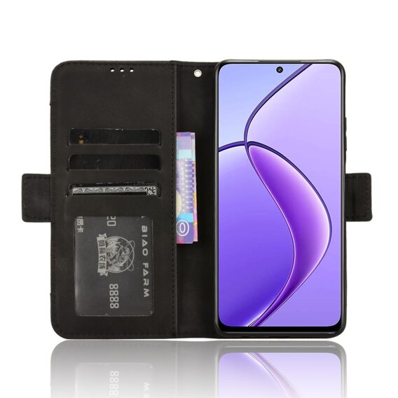 Калъф с капак за Realme 12, Card Slot, черен