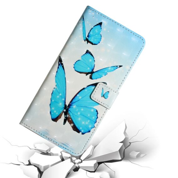 Калъф с капак за Samsung Galaxy A05s, Wallet, Butterflies, син