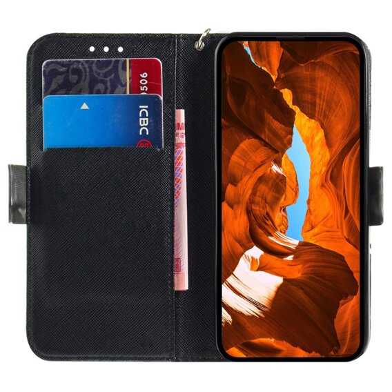 Калъф с капак за Samsung Galaxy A05s, Wallet, Cat, сив