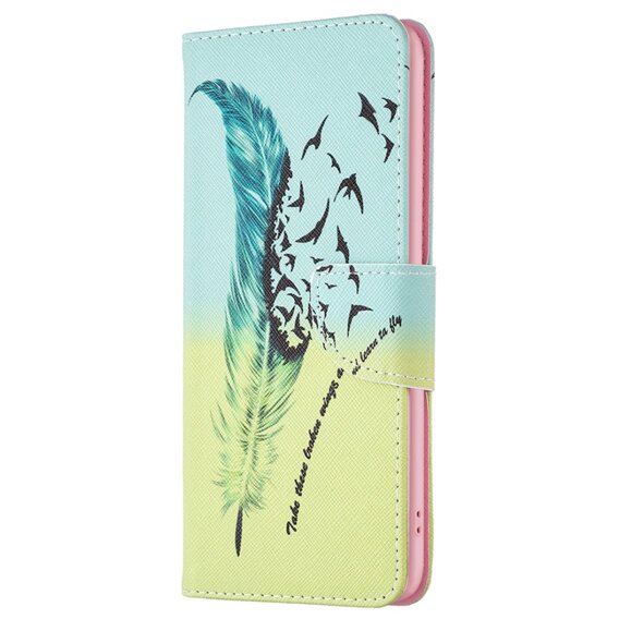 Калъф с капак за Samsung Galaxy A05s, Wallet, Feather, син