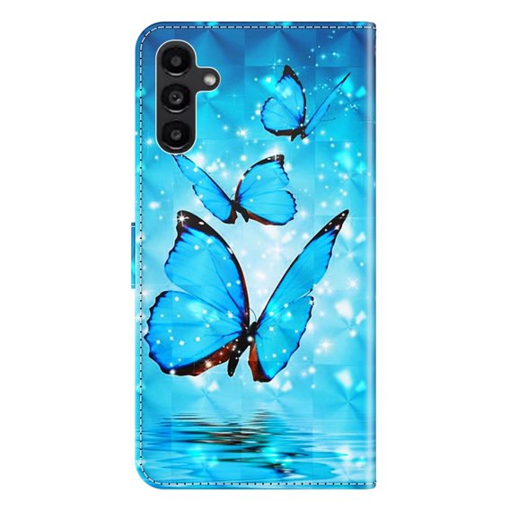 Калъф с капак за Samsung Galaxy A14 4G/5G, Wallet Butterfly, син