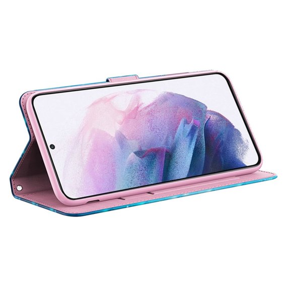 Калъф с капак за Samsung Galaxy A14 4G/5G, Wallet Butterfly, син