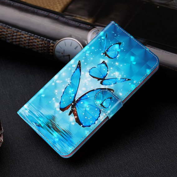 Калъф с капак за Samsung Galaxy A14 4G/5G, Wallet Butterfly, син