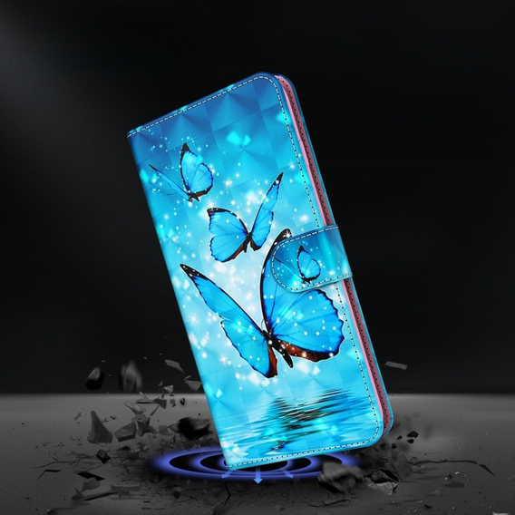 Калъф с капак за Samsung Galaxy A14 4G/5G, Wallet Butterfly, син