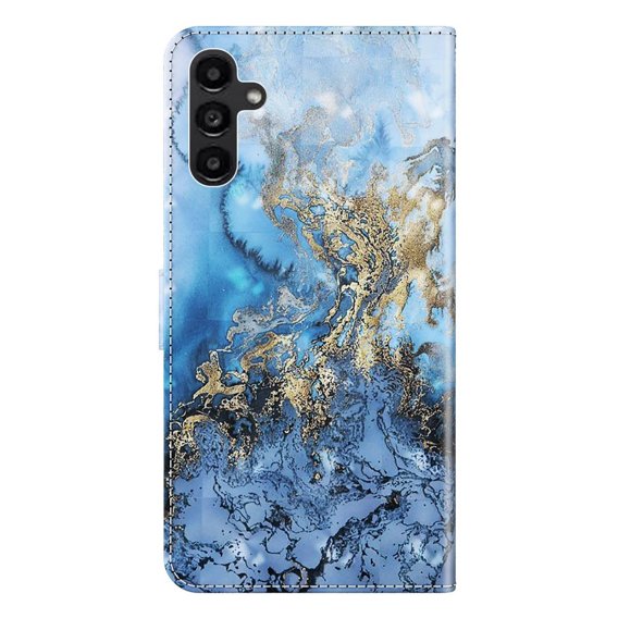 Калъф с капак за Samsung Galaxy A14 4G/5G, Wallet Marble, син