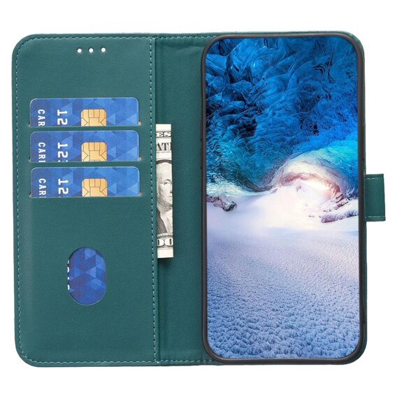 Калъф с капак за Samsung Galaxy A25 5G, BINFEN Wallet, зелен + 9H стъкло