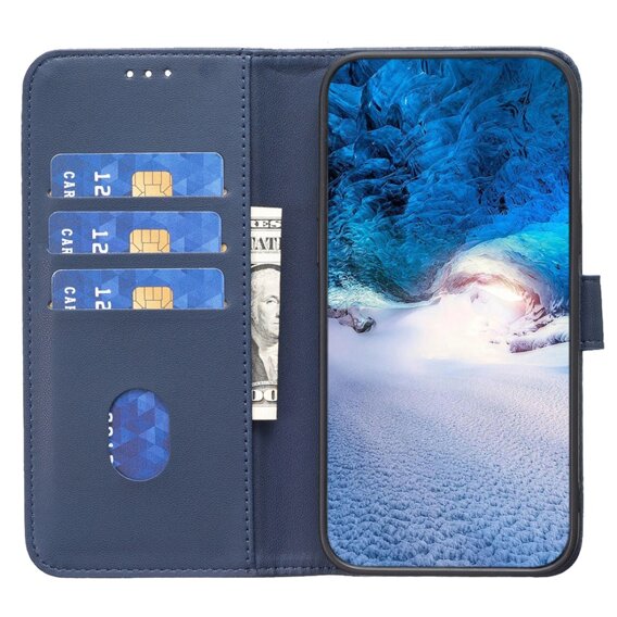 Калъф с капак за Samsung Galaxy A25 5G, BINFEN Wallet, син + 9H стъкло