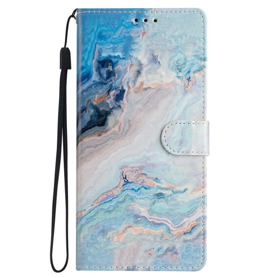 Калъф с капак за Samsung Galaxy A25 5G, Wallet Marble, син + 9H стъкло