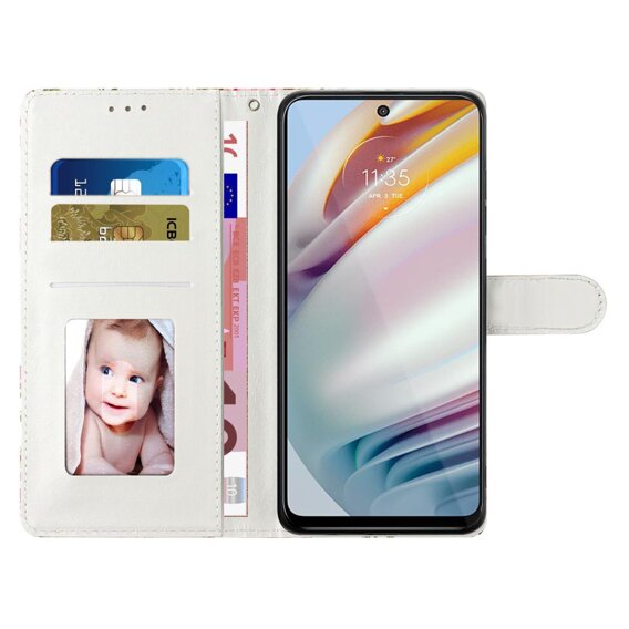 Калъф с капак за Samsung Galaxy A25 5G, Wallet Marble, син + 9H стъкло