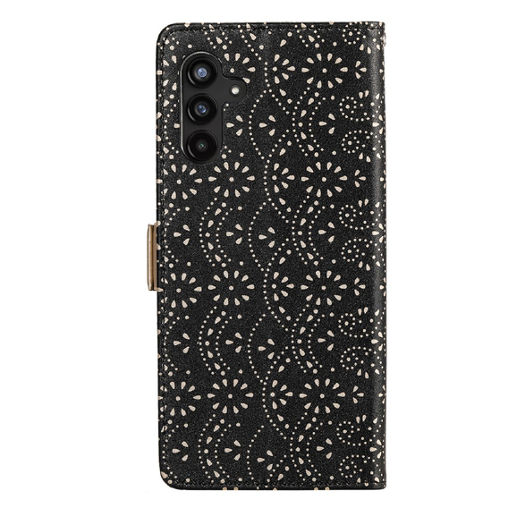 Калъф с капак за Samsung Galaxy A35 5G, Wallet Pocket Zipper Lace, черен