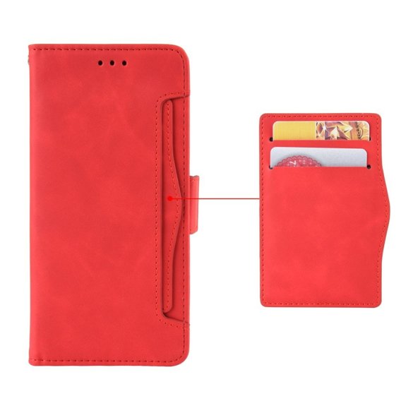 Калъф с капак за Samsung Galaxy M53 5G, Card Slot, червен