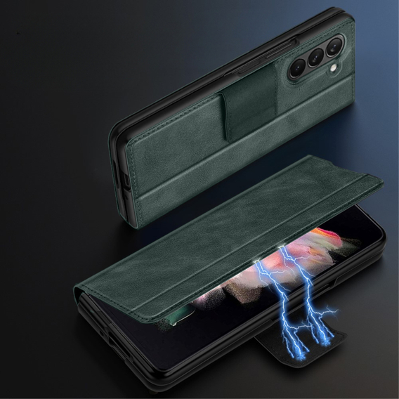 Калъф с капак за Samsung Galaxy Z Fold5 5G, Wallet, тъмносин