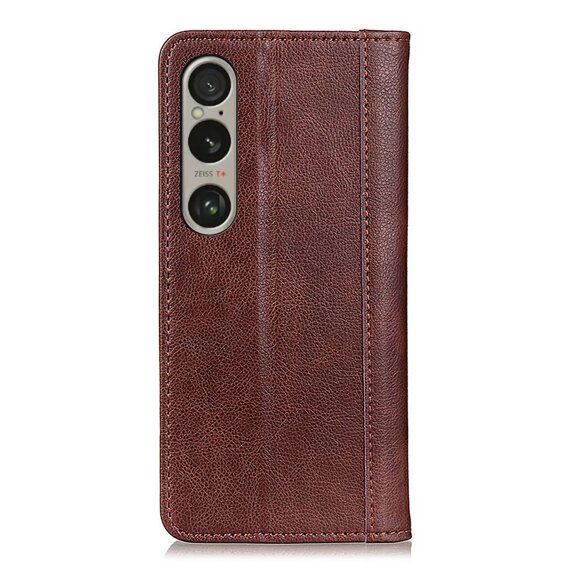 Калъф с капак за Sony Xperia 1 VI, Split Leather, кафяв