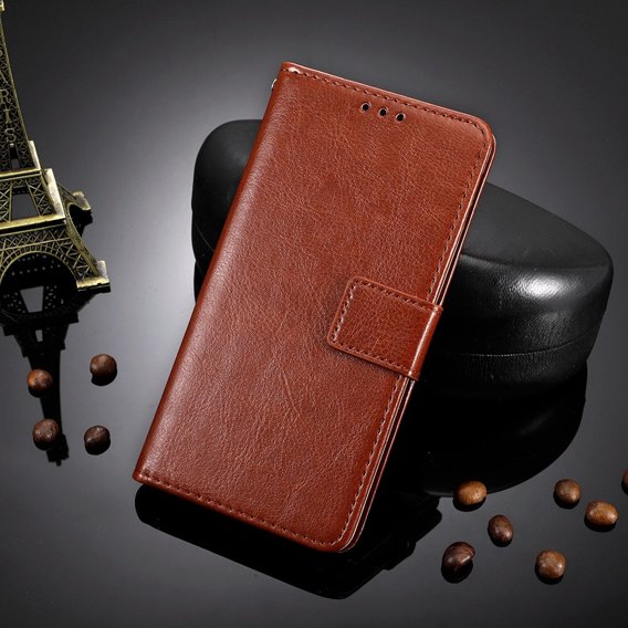 Калъф с капак за Xiaomi Redmi 12C, Crazy Horse Wallet, кафяв