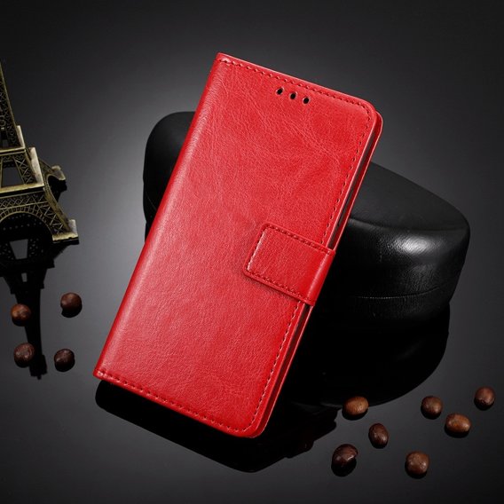 Калъф с капак за Xiaomi Redmi 12C, Crazy Horse Wallet, червен