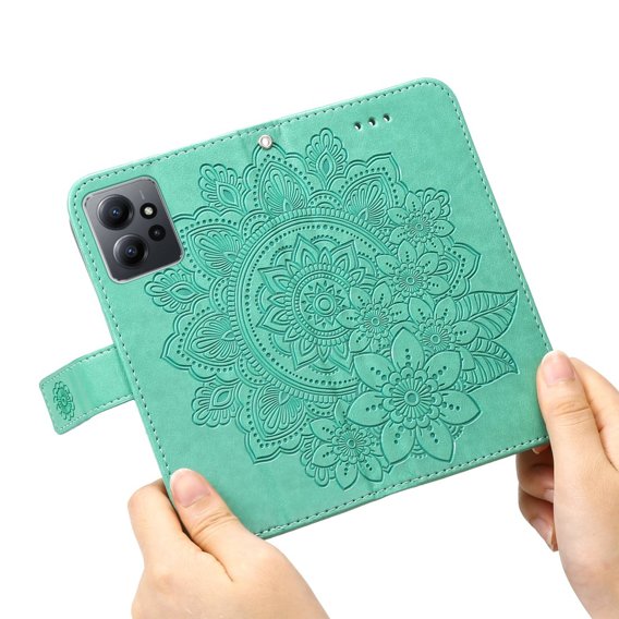 Калъф с капак за Xiaomi Redmi Note 12 4G, Mandala Flower, зелен