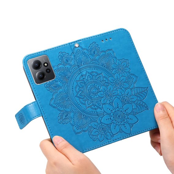 Калъф с капак за Xiaomi Redmi Note 12 4G, Mandala Flower, син