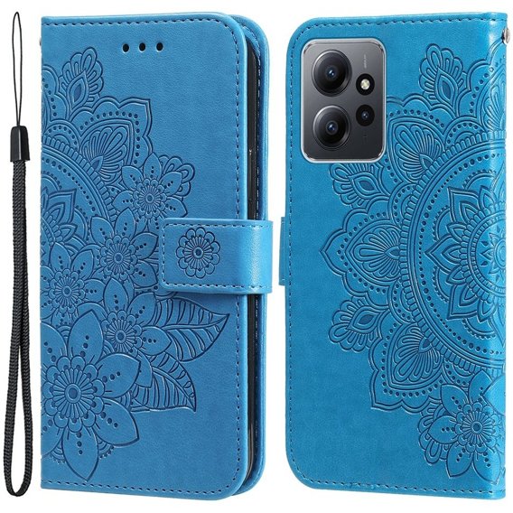 Калъф с капак за Xiaomi Redmi Note 12 4G, Mandala Flower, син