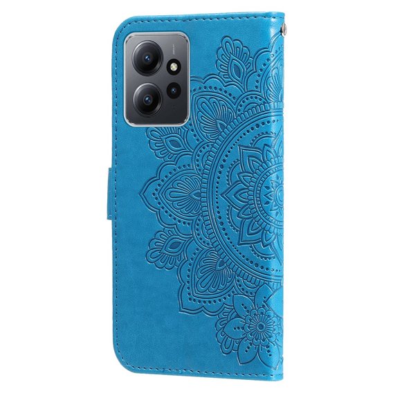 Калъф с капак за Xiaomi Redmi Note 12 4G, Mandala Flower, син