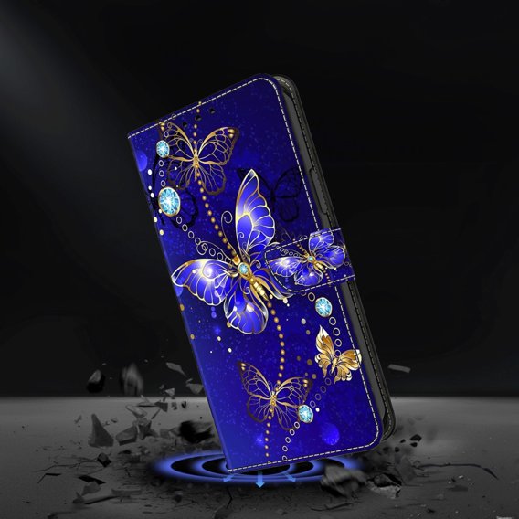 Калъф с капак за Xiaomi Redmi Note 12 4G, Wallet Butterfly, син