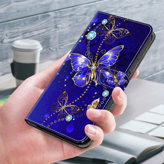 Калъф с капак за Xiaomi Redmi Note 12 4G, Wallet Butterfly, син