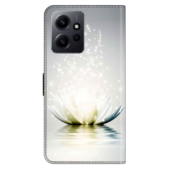 Калъф с капак за Xiaomi Redmi Note 12 4G, Wallet, Lotos Flower, сив