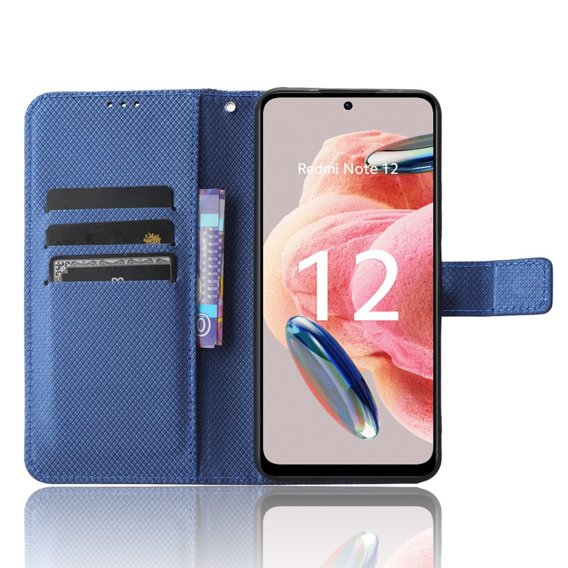 Калъф с капак за Xiaomi Redmi Note 12 4G, Wallet Smart Magnet, син