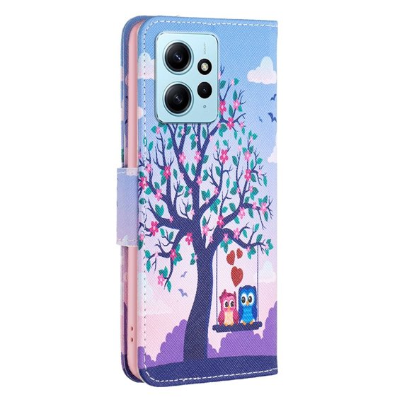 Калъф с капак за Xiaomi Redmi Note 12 4G, Wallet, Two Owls, син