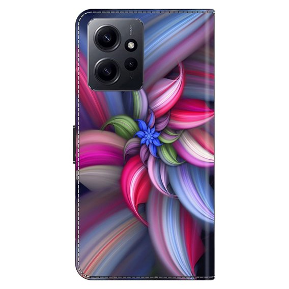 Калъф с капак за Xiaomi Redmi Note 12 4G, Wallet, colorful flower, син