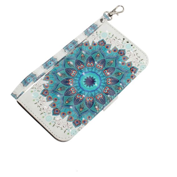 Калъф с капак за Xiaomi Redmi Note 12 4G, Wallet mandala, бял