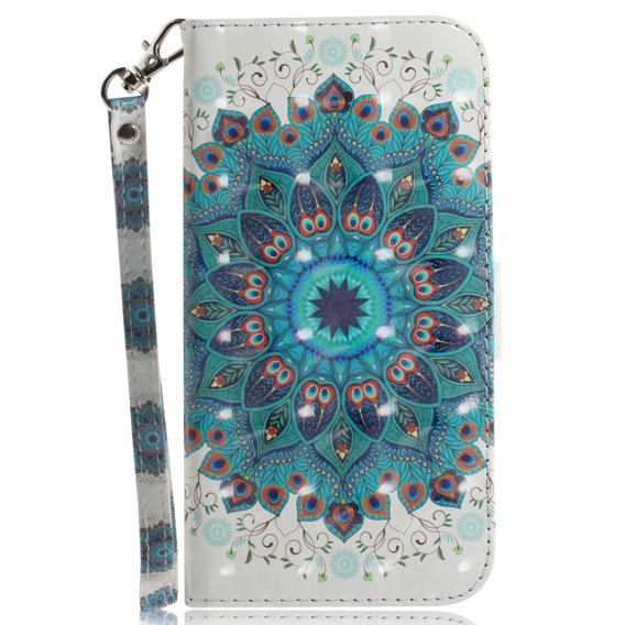 Калъф с капак за Xiaomi Redmi Note 12 4G, Wallet mandala, бял