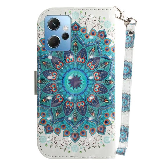 Калъф с капак за Xiaomi Redmi Note 12 4G, Wallet mandala, бял