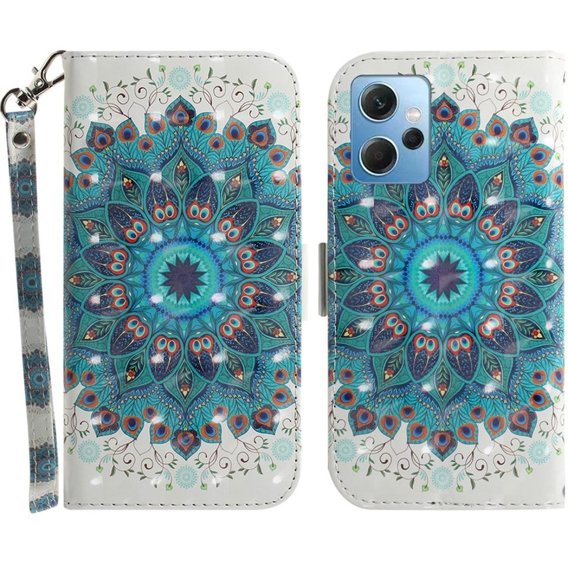 Калъф с капак за Xiaomi Redmi Note 12 4G, Wallet mandala, бял