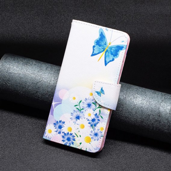 Калъф с капак за Xiaomi Redmi Note 12 4G, butterfly and flowers, розов