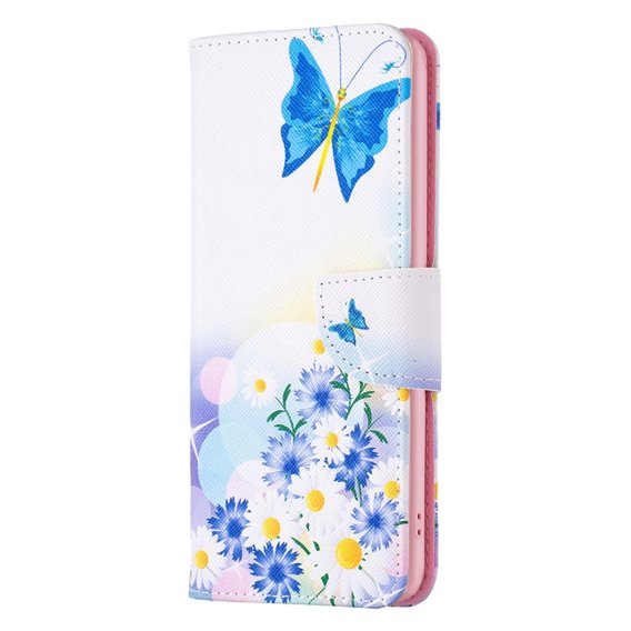 Калъф с капак за Xiaomi Redmi Note 12 4G, butterfly and flowers, розов