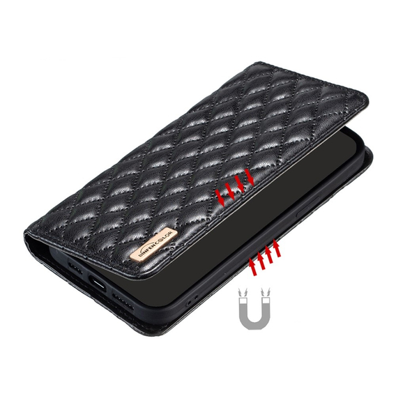 Калъф с капак за Xiaomi Redmi Note 13 Pro 4G, Wallet, BINFEN COLOR, черен