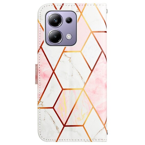 Калъф с капак за Xiaomi Redmi Note 13 Pro 4G, Wallet, Marble розов