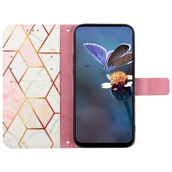 Калъф с капак за Xiaomi Redmi Note 13 Pro 4G, Wallet, Marble розов